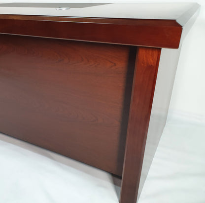 Walnut Real Wood Veneer Executive Desk with Pedestal and Return - 1800mm - BSE181