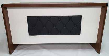 Walnut and White MFC Office Desk with Integrated Storage - 1400mm