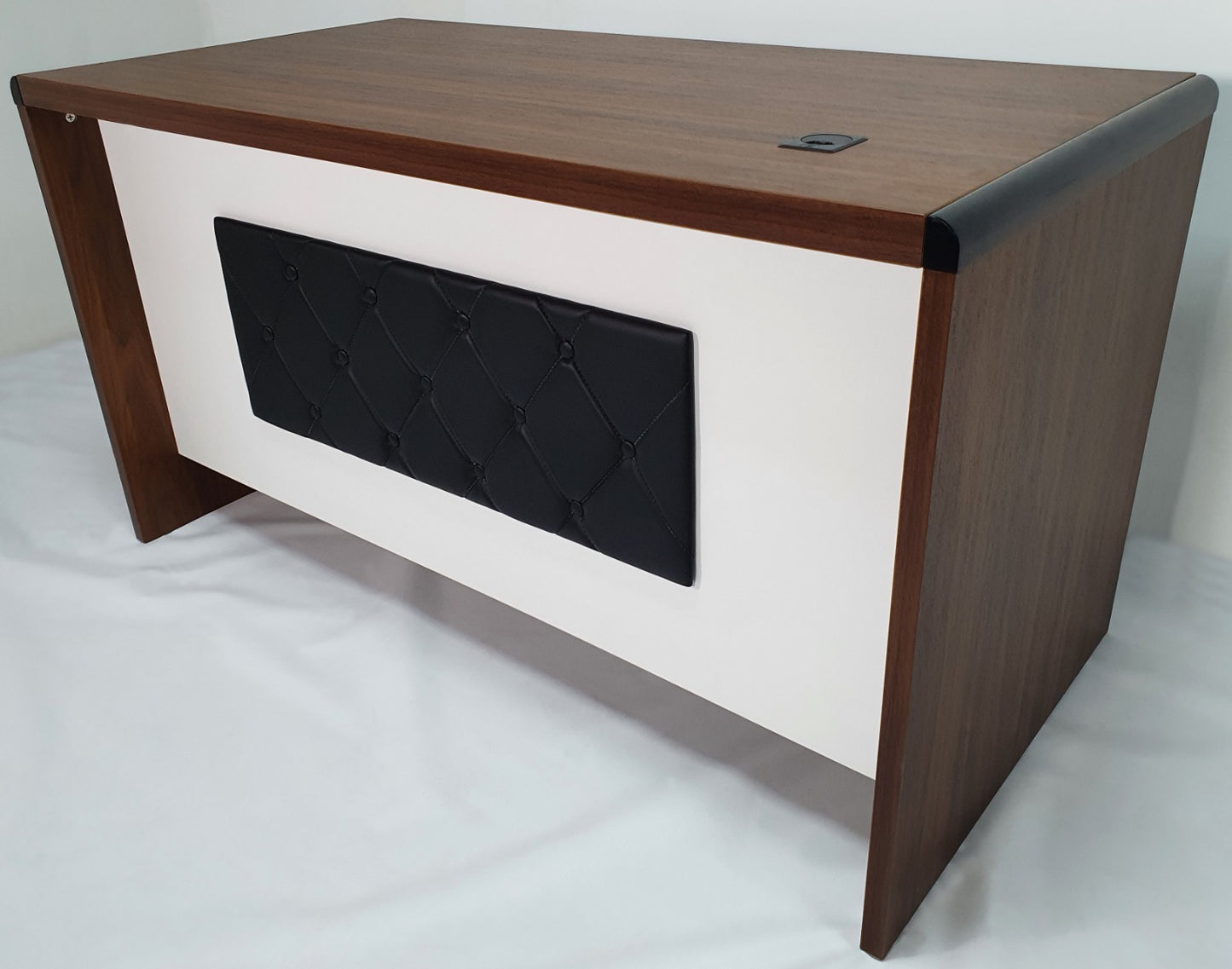 Walnut and White MFC Office Desk with Integrated Storage - 1400mm