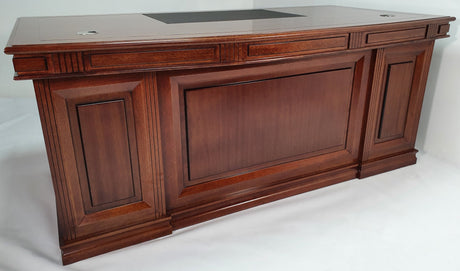 Stunning Curved Real Light Walnut Veneer Executive Office Desk - JN1001