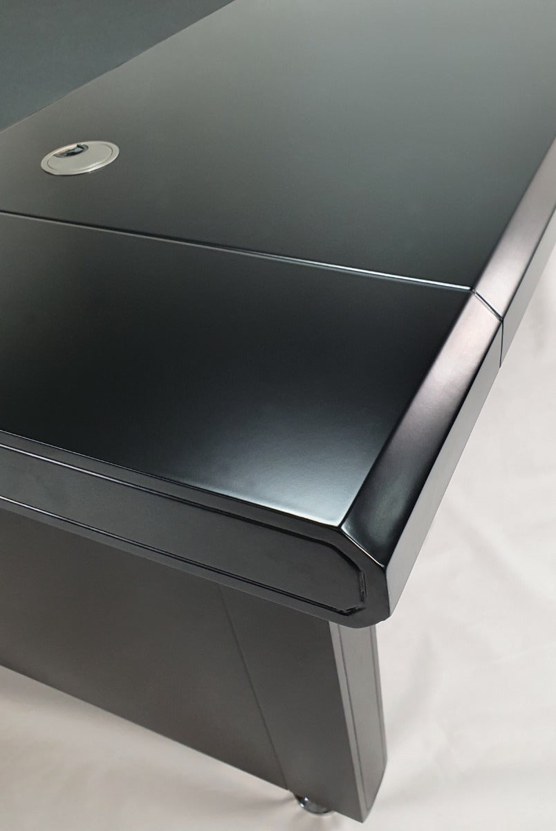 Unique Black 2000mm Executive Office Desk with Pedestal and Return - 8801-BLK