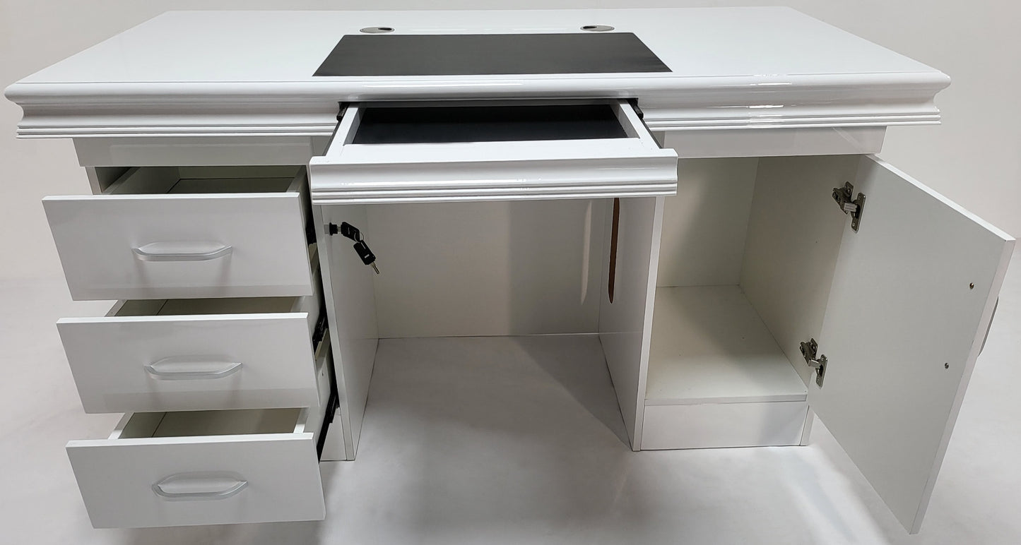 Executive Home Office Desk In White Gloss - 1400mm - UBA141