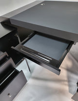 Prosparae Modern Black Executive Desk with Return & Pedestal - T1381-1.8