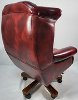 Genuine Burgundy Leather Chesterfield Traditional Office Chair - 9927
