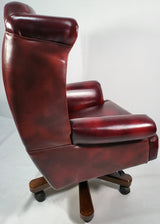 Genuine Burgundy Leather Chesterfield Traditional Office Chair - 9927