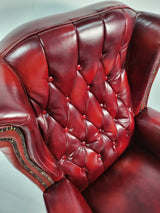 Genuine Burgundy Leather Chesterfield Traditional Office Chair - 9927