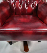 Genuine Burgundy Leather Chesterfield Traditional Office Chair - 9927