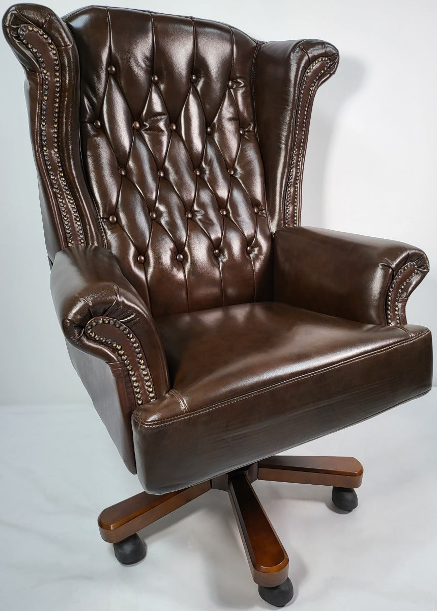 Brown leather shop drafting chair