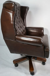Genuine Brown Leather Chesterfield Traditional Office Chair - 9927
