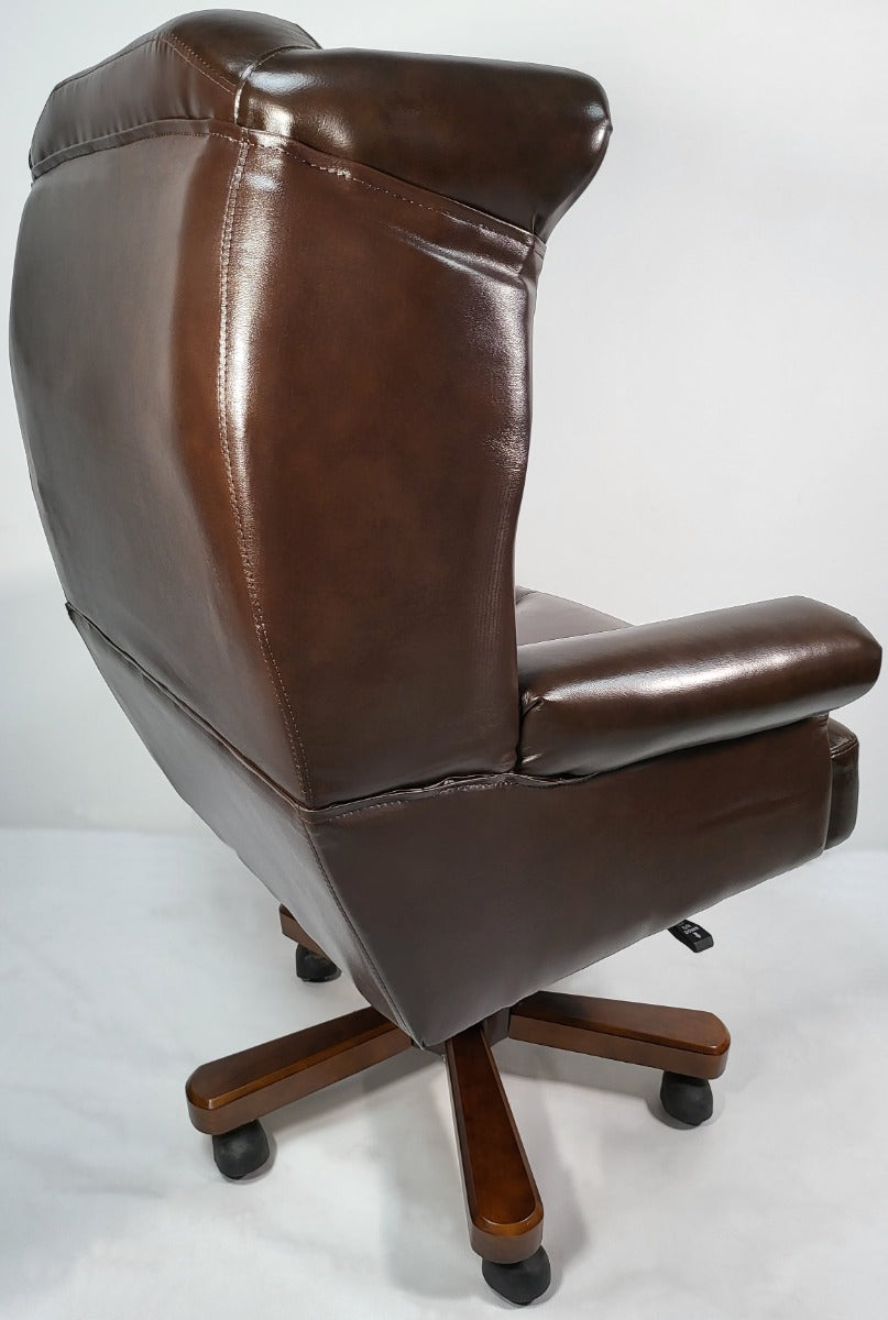 Genuine Brown Leather Chesterfield Traditional Office Chair - 9927