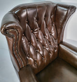 Genuine Brown Leather Chesterfield Traditional Office Chair - 9927