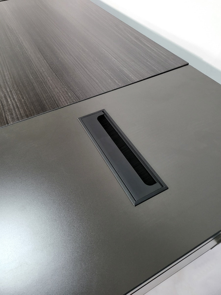 Modern Grey Oak Executive Office Desk with Built in Two Drawer Pedestal - 1400mm - LX-D05