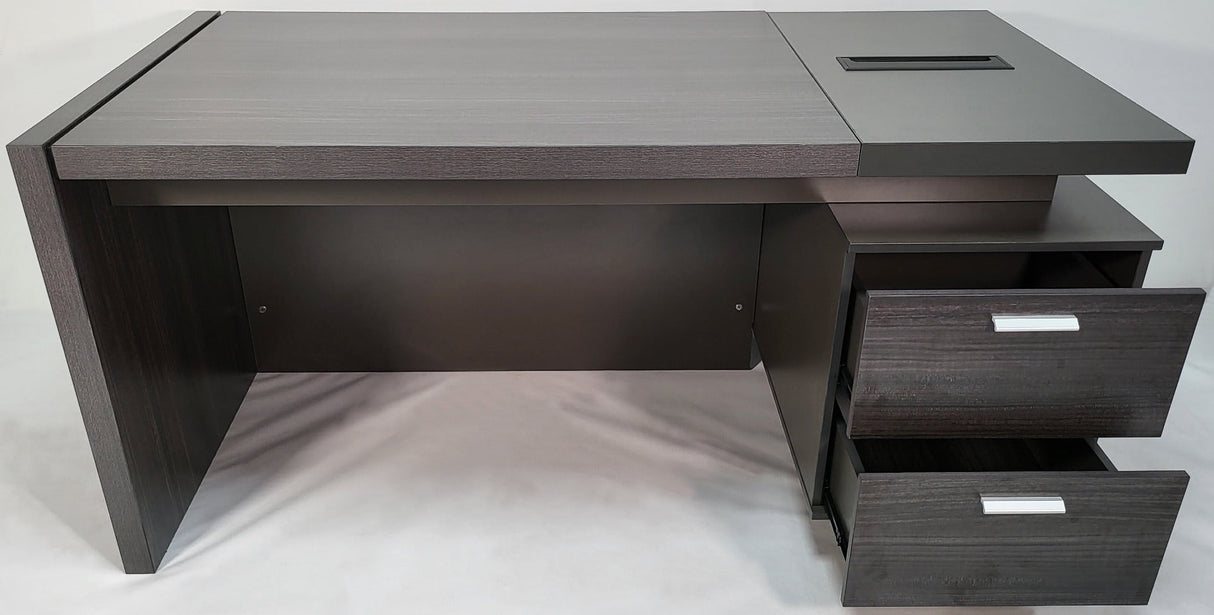 Modern Grey Oak Executive Office Desk with Built in Two Drawer Pedestal - 1400mm - LX-D05