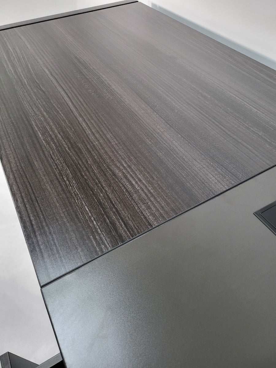 Modern Grey Oak Executive Office Desk with Built in Two Drawer Pedestal - 1400mm - LX-D05