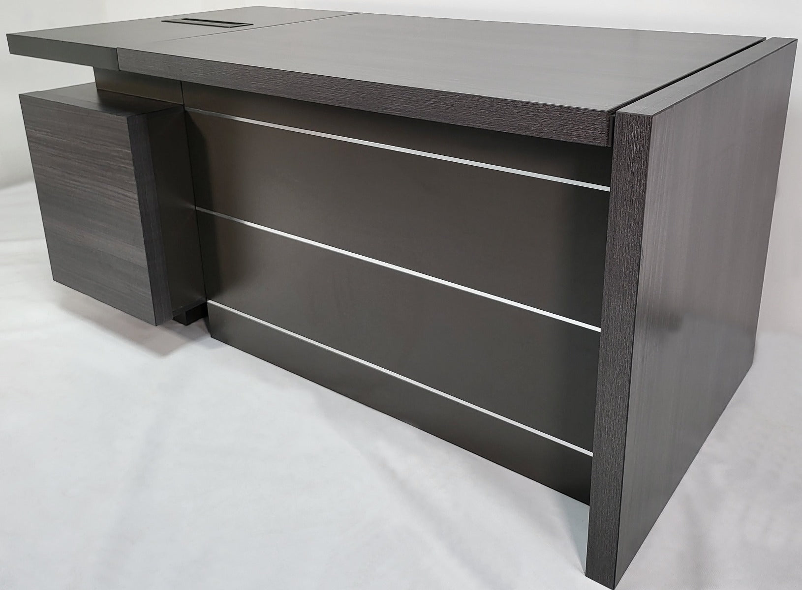 Modern Grey Oak Executive Office Desk with Built in Two Drawer Pedestal - 1400mm - LX-D05