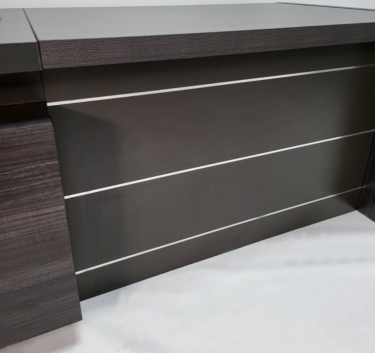 Modern Grey Oak Executive Office Desk with Built in Two Drawer Pedestal - 1600mm and 1800mm - LX-D05