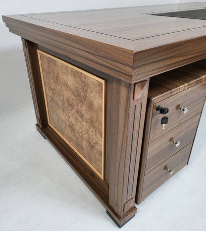 Light Oak Executive Office Desk with Pedestal & Return - 2000mm - KW19