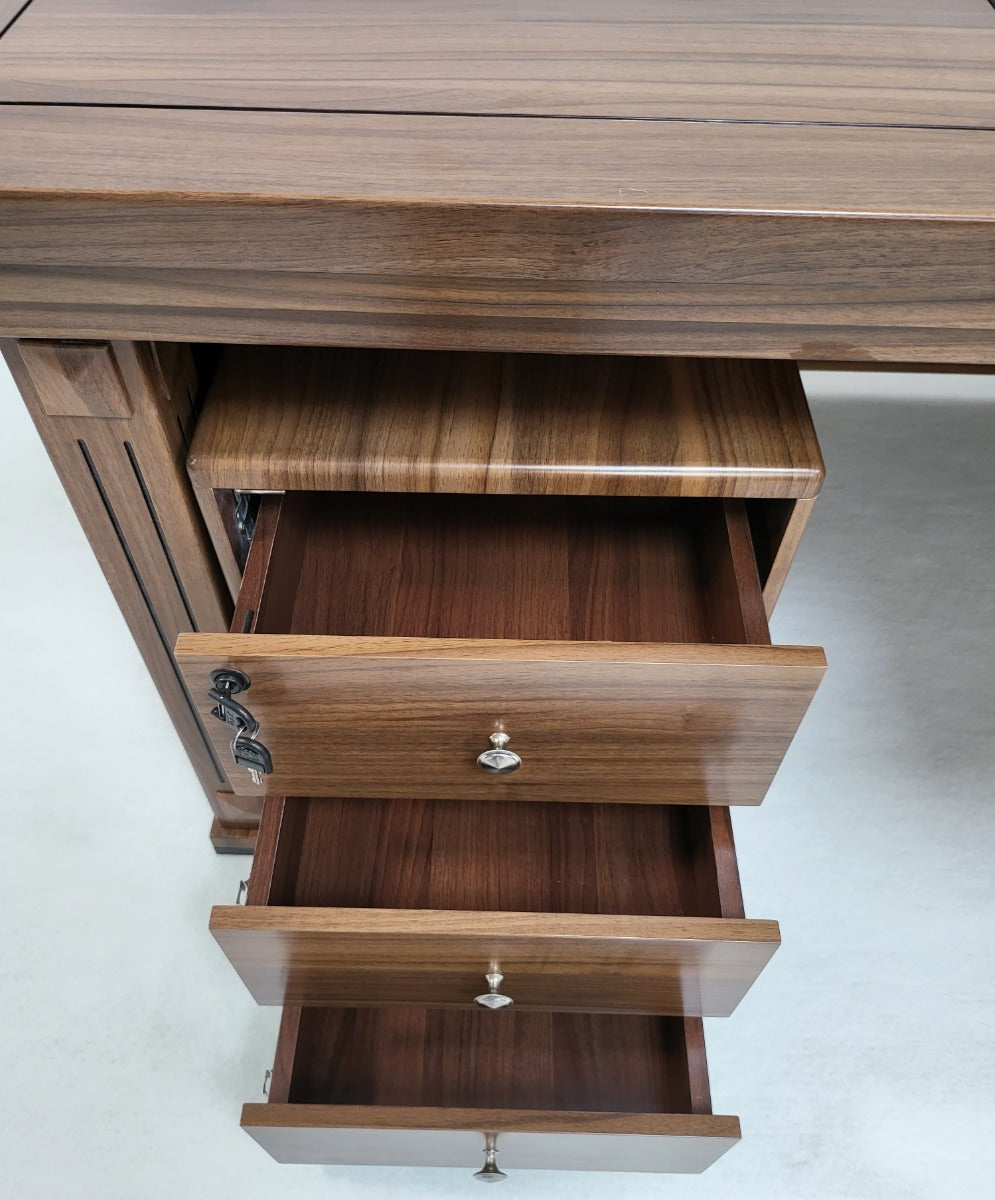 Light Oak Executive Office Desk with Pedestal & Return - 2000mm - KW19