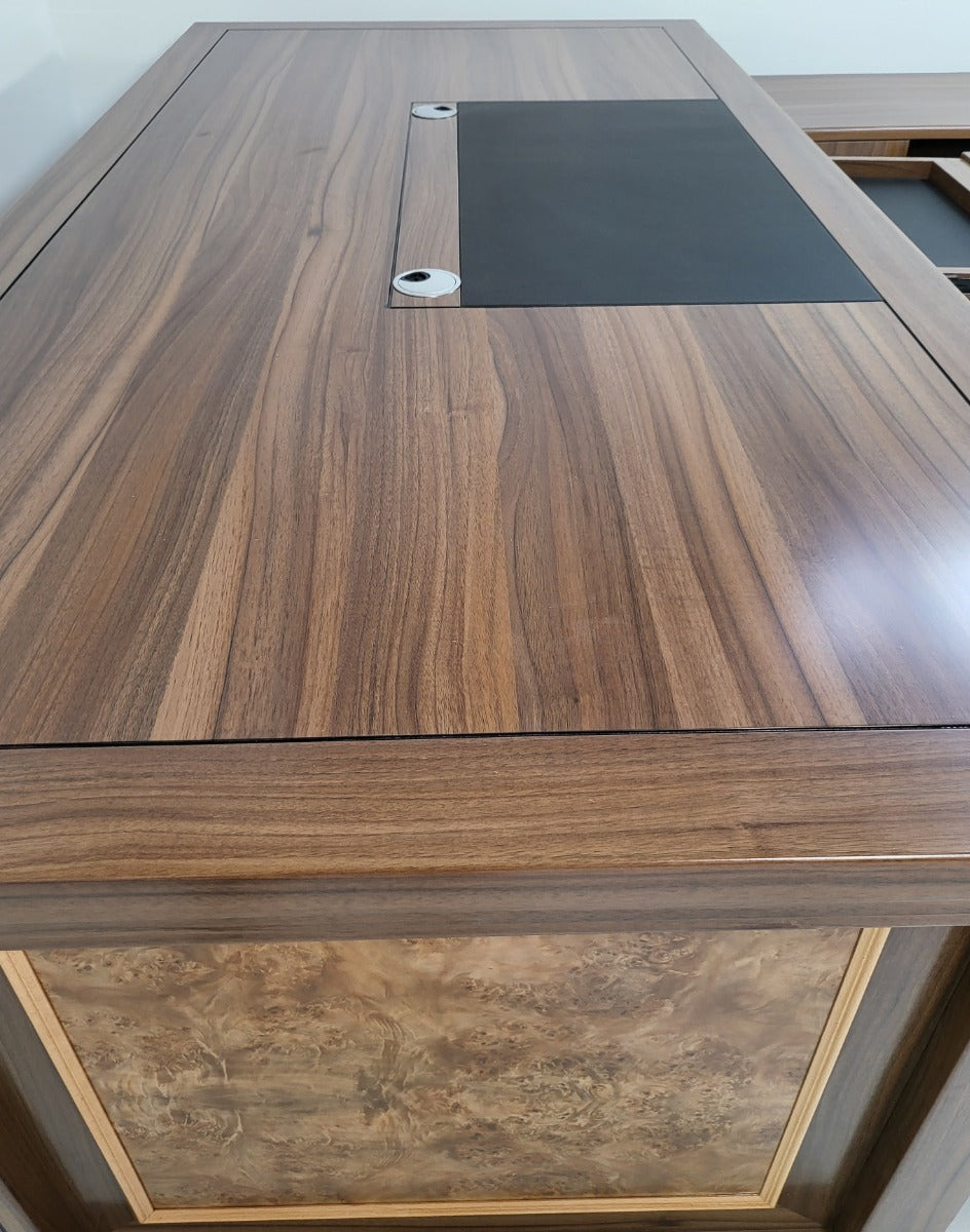 Light Oak Executive Office Desk with Pedestal & Return - 2000mm - KW19
