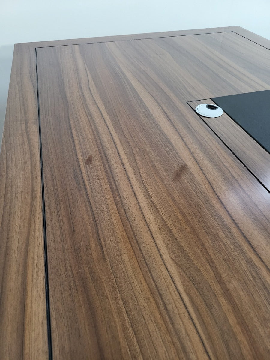 Light Oak Executive Office Desk with Pedestal & Return - 2000mm - KW19