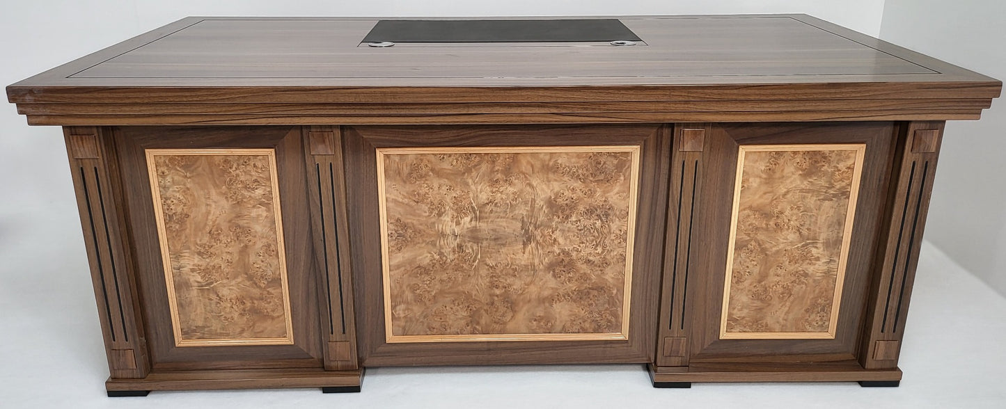 Light Oak Executive Office Desk with Pedestal & Return - 2000mm - KW19
