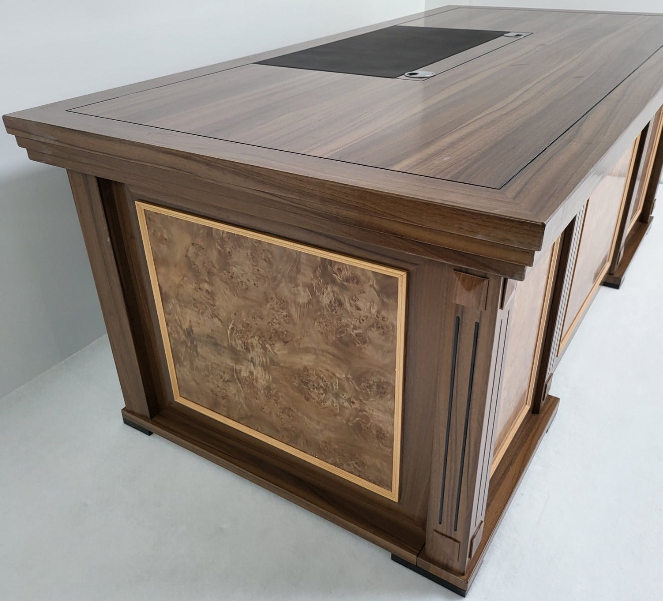 Light Oak Executive Office Desk with Pedestal & Return - 2000mm - KW19