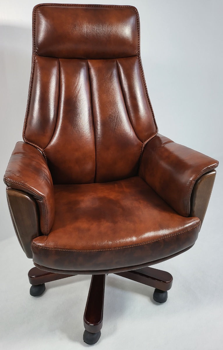 Brown leather deals high chair