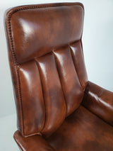 Traditional Genuine Hide Brown Leather High Back Executive Office Chair - KW-8612