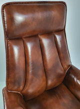 Traditional Genuine Hide Brown Leather High Back Executive Office Chair - KW-8612