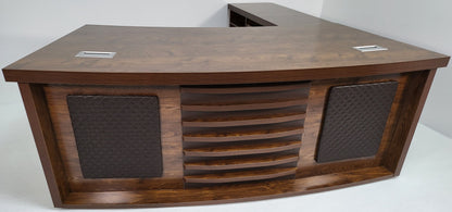 Dark Oak Curved Executive Office Desk with Mobile Return and Pedestal - 2000mm - 8668