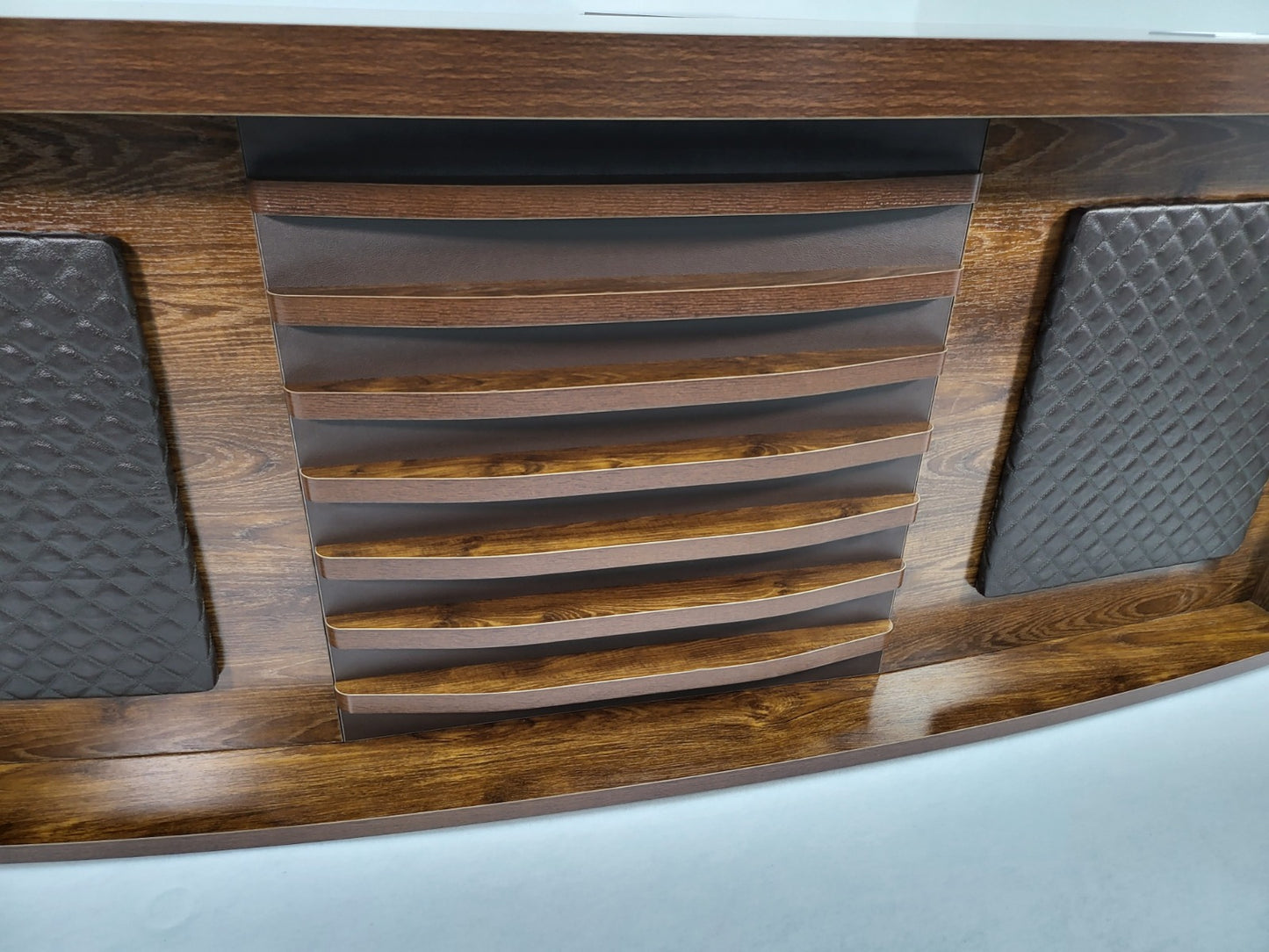 Dark Oak Curved Executive Office Desk with Mobile Return and Pedestal - 2200mm - 8668