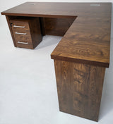 Dark Oak Executive Office Desk with Desk High Side Return and Pedestal - 2000mm - KW-8871