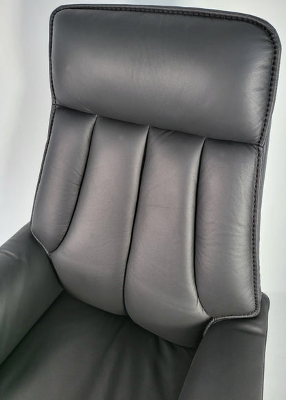 Traditional Genuine Hide Black Leather High Back Executive Office Chair - KW-8612