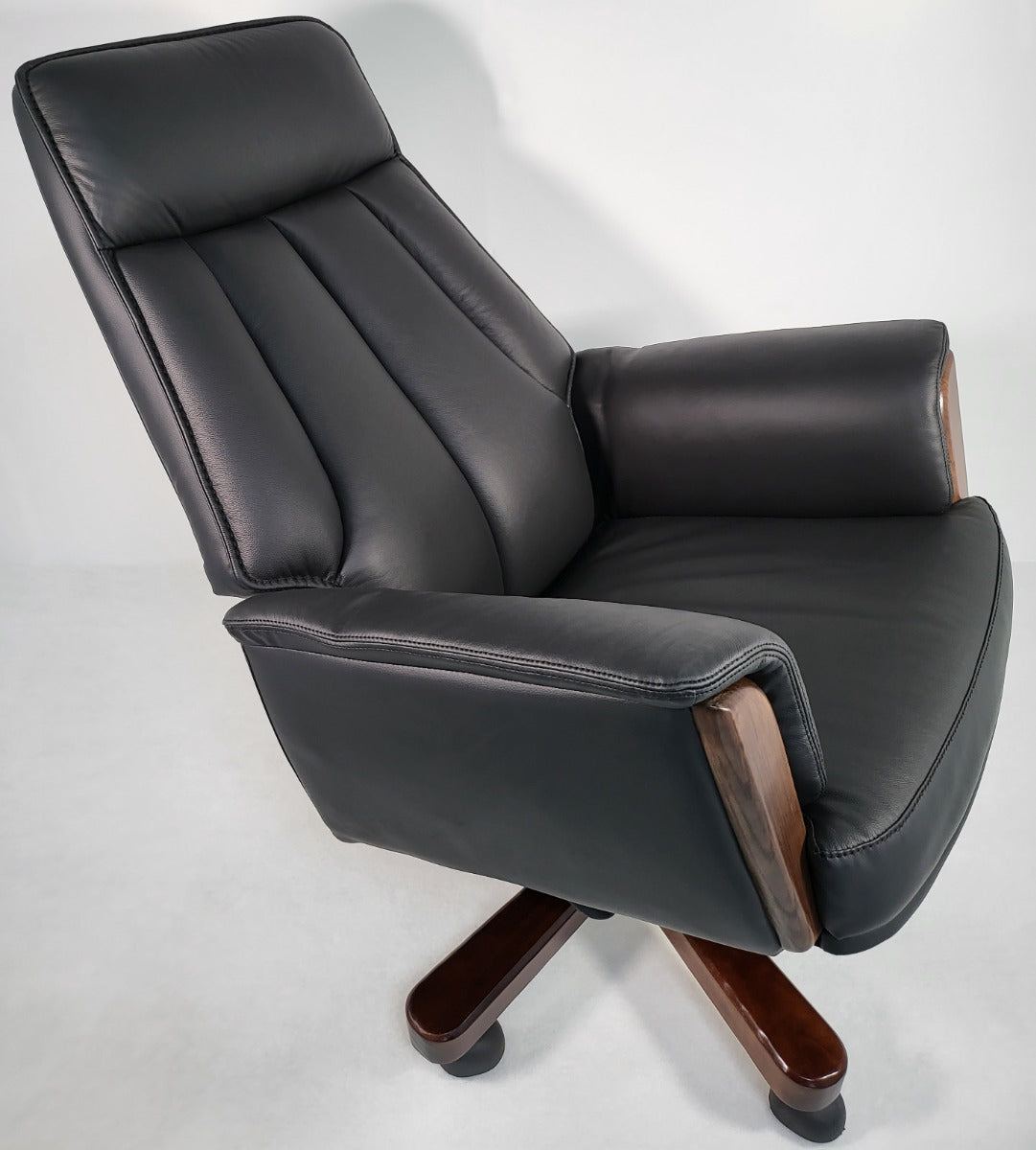 Traditional Genuine Hide Black Leather High Back Executive Office Chair - KW-8612