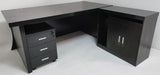 Modern Black Ash Executive Office Desk with Stylish Modesty Panel with Mobile Pedestal and Desk Level Return - KW-8674-1800mm