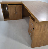 Modern Oak Executive Office Desk with Stylish Modesty Panel with Mobile Pedestal and Desk Level Return - KW-8674-1800mm