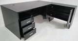 Modern Black Ash Executive Office Desk with Leather Panelling with Mobile Pedestal and Desk Level Return - KW-8690-2000mm