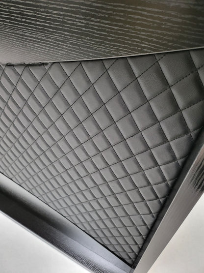 Modern Black Ash Executive Office Desk with Leather Panelling with Mobile Pedestal and Desk Level Return - 1800mm - 8690