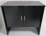 Modern Black Ash Executive Office Desk with Leather Panelling with Mobile Pedestal and Desk Level Return - KW-8690-1800mm