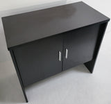 Modern Black Ash Executive Office Desk with Leather Panelling with Mobile Pedestal and Desk Level Return - KW-8690-2000mm