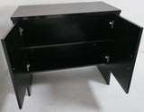 Modern Black Ash Executive Office Desk with Leather Panelling with Mobile Pedestal and Desk Level Return - KW-8690-2000mm