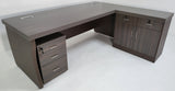 Modern Grey Oak Executive Office Desk with Pedestal and Desk Level Side Return - KW-8872-1800mm