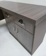 Modern Grey Oak Executive Office Desk with Pedestal and Desk Level Side Return - KW-8872-2000mm