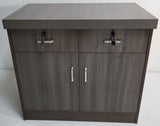 Modern Grey Oak Executive Office Desk with Pedestal and Desk Level Side Return - KW-8872-1800mm