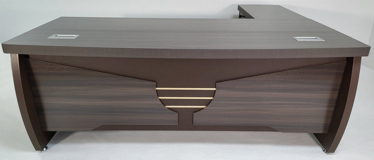 Modern Grey Oak Executive Office Desk with Pedestal and Desk Level Side Return - KW-8872-1800mm