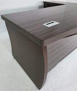 Modern Grey Oak Executive Office Desk with Pedestal and Desk Level Side Return - KW-8872-2000mm