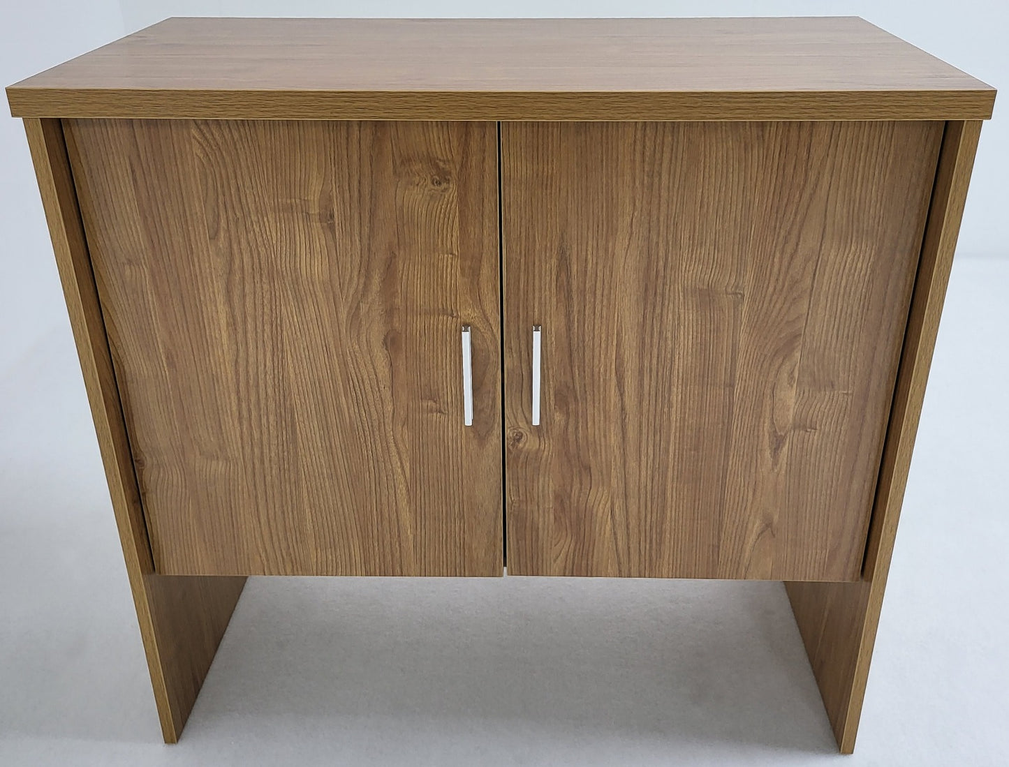 Modern Oak Executive Office Desk with Leather Panelling with Mobile Pedestal and Desk Level Return - 1800mm - 8690