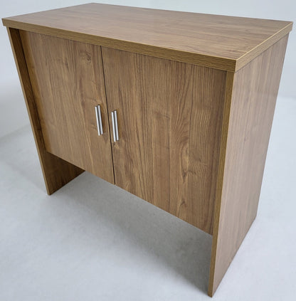 Modern Oak Executive Office Desk with Leather Panelling with Mobile Pedestal and Desk Level Return - 1800mm - 8690