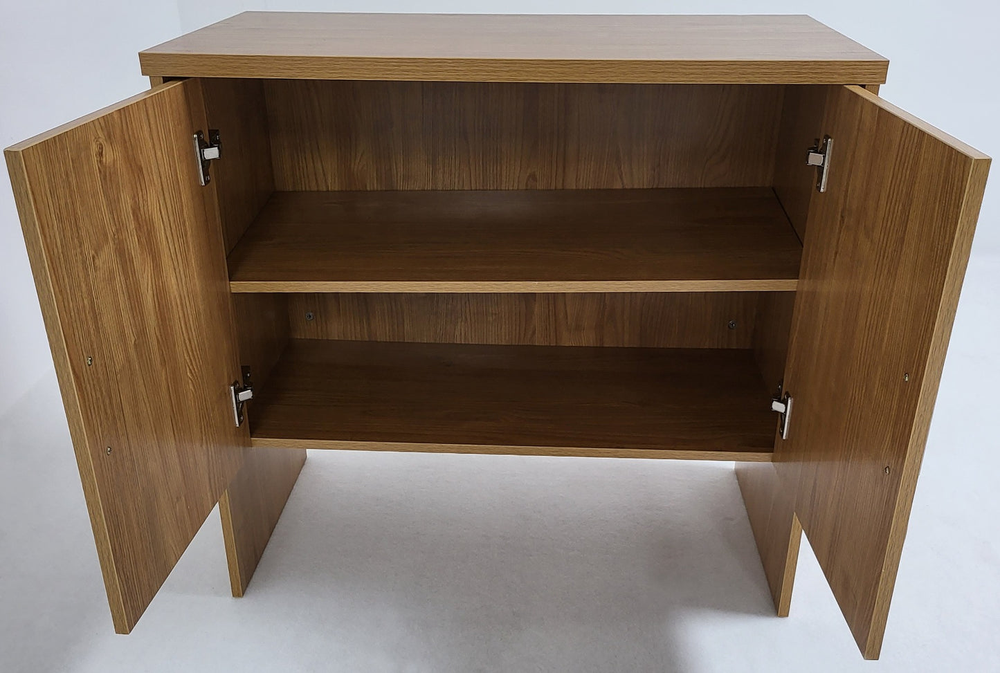 Modern Oak Executive Office Desk with Leather Panelling with Mobile Pedestal and Desk Level Return - 1800mm - 8690