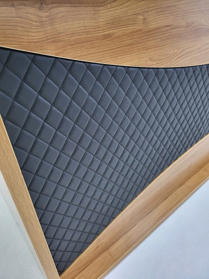 Modern Oak Executive Office Desk with Leather Panelling with Mobile Pedestal and Desk Level Return - 1800mm - 8690